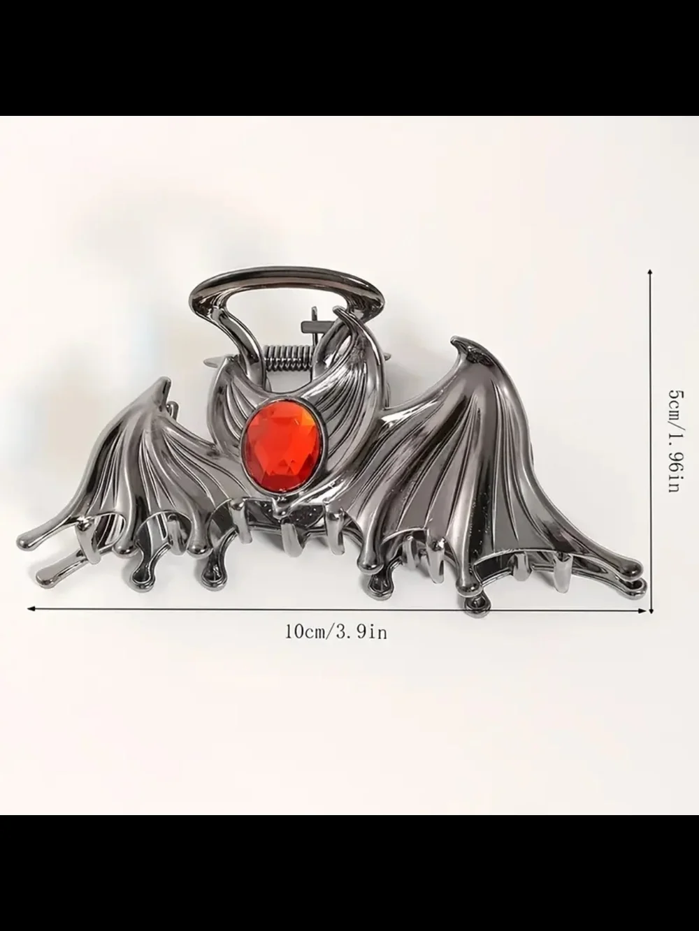 2 Metal Bat Hair Clips With Red Jewel